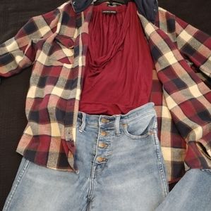 Red cowl neck halter style tank